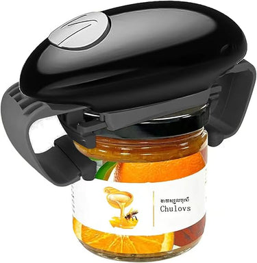Abridor de tarros eléctrico Chulovs, accesorio de cocina, abrelatas automático para nuevos frascos sellados, el abrelatas de manos libres con menos esfuerzo para abrir(Negro)